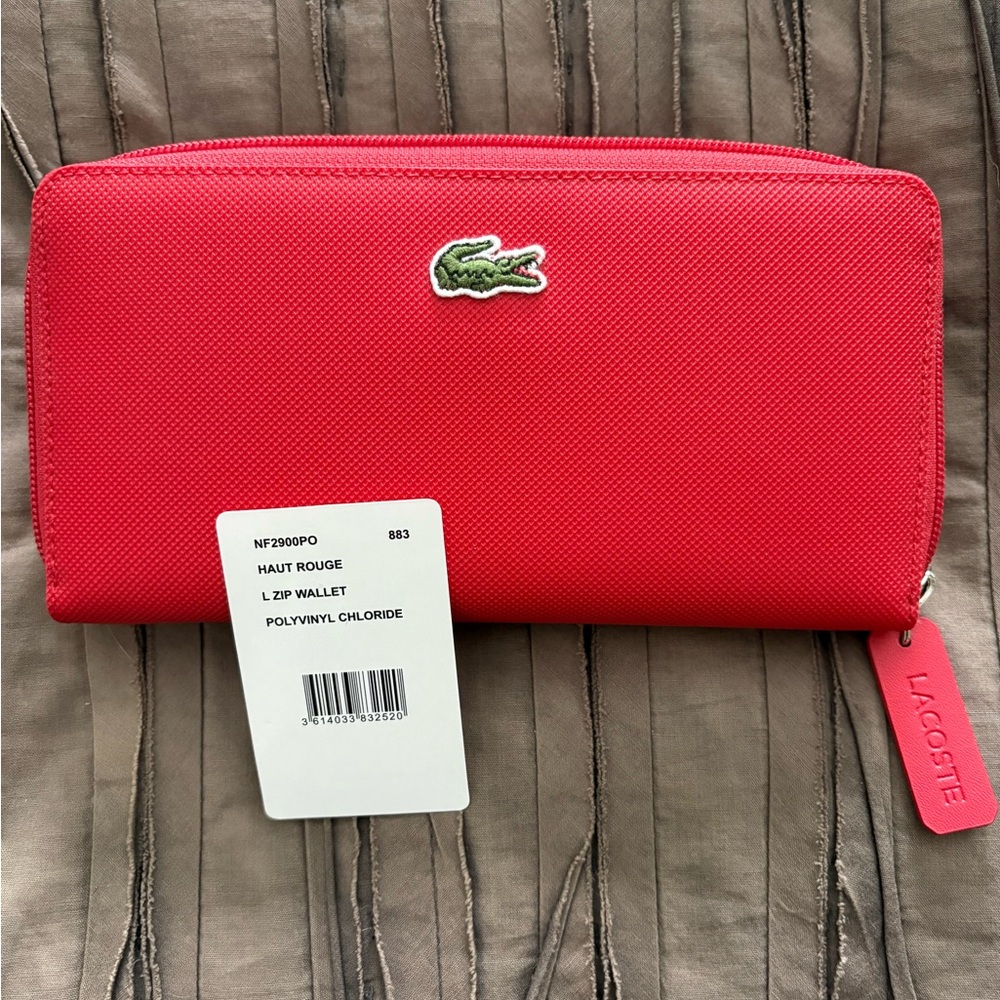 Lacoste Bright Red Zip Wallet